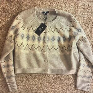 Frye Beige and Gray Knit Cardigan